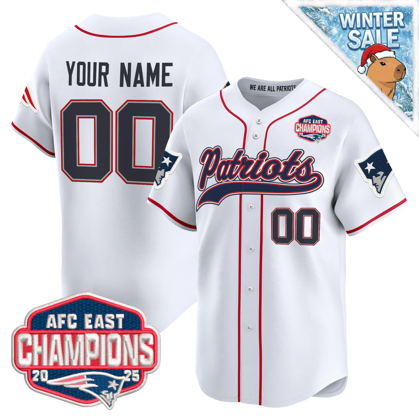 Custom NE 2025 AFC East Champions Patch Vapor Baseball Jersey - All Stitched