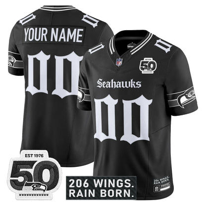 CustomSEA 'Gothic Rain City Shadows Edition' Vapor Jersey - 50th Anniversary Patch - All Stitched
