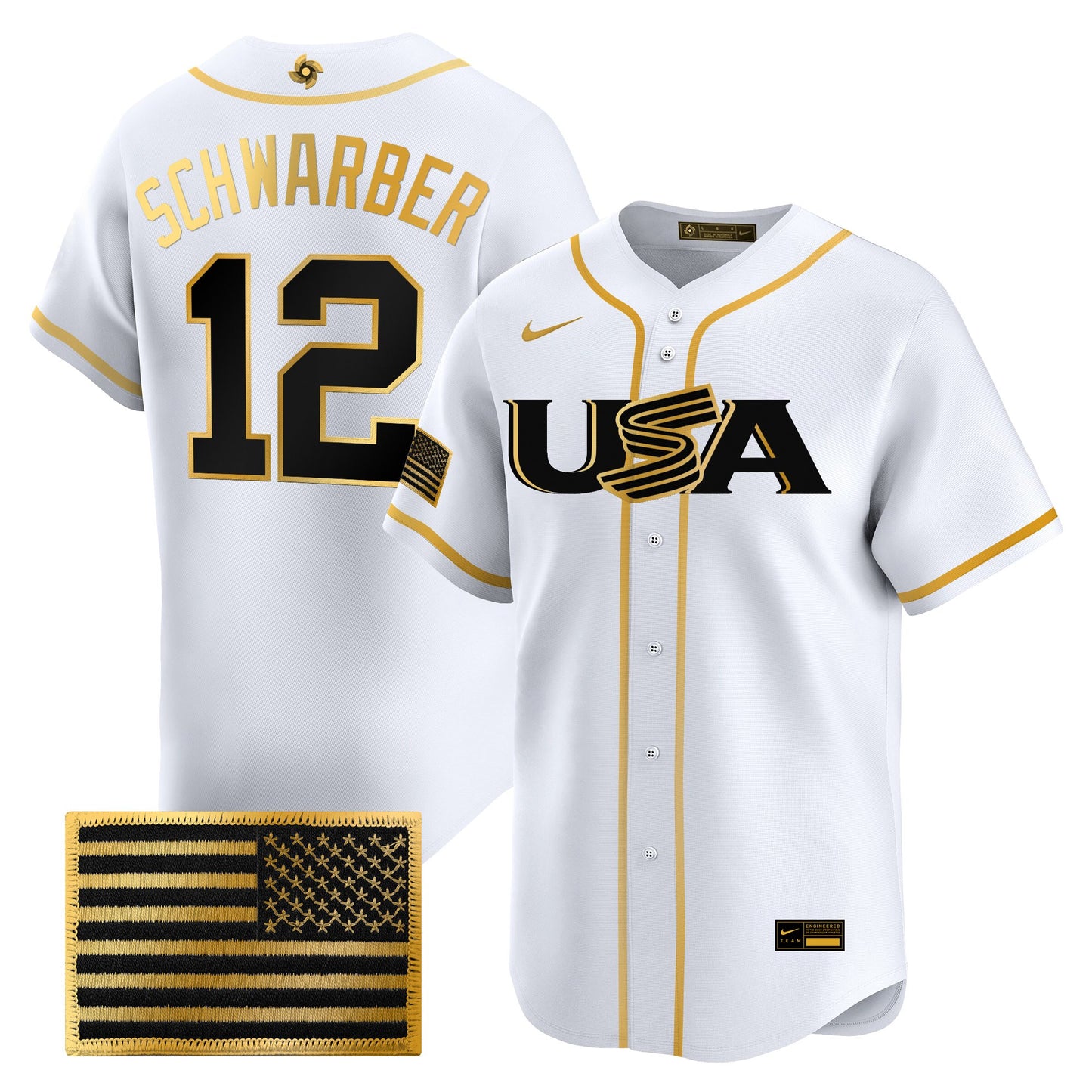 USA Baseball  2026 World Baseball Classic Limited Gold Jersey - All Stitched