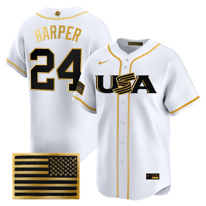 USA Baseball  2026 World Baseball Classic Limited Gold Jersey - All Stitched