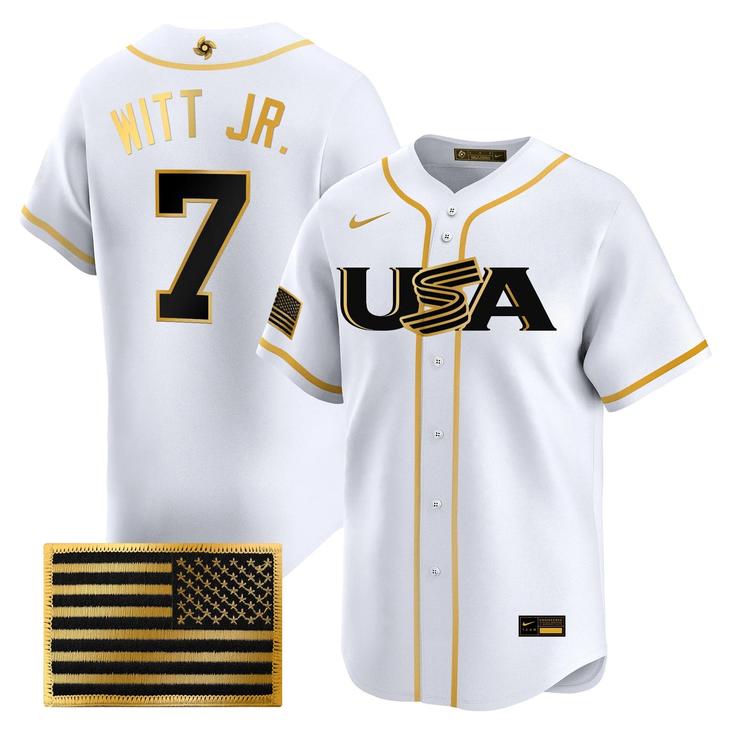USA Baseball  2026 World Baseball Classic Limited Gold Jersey - All Stitched