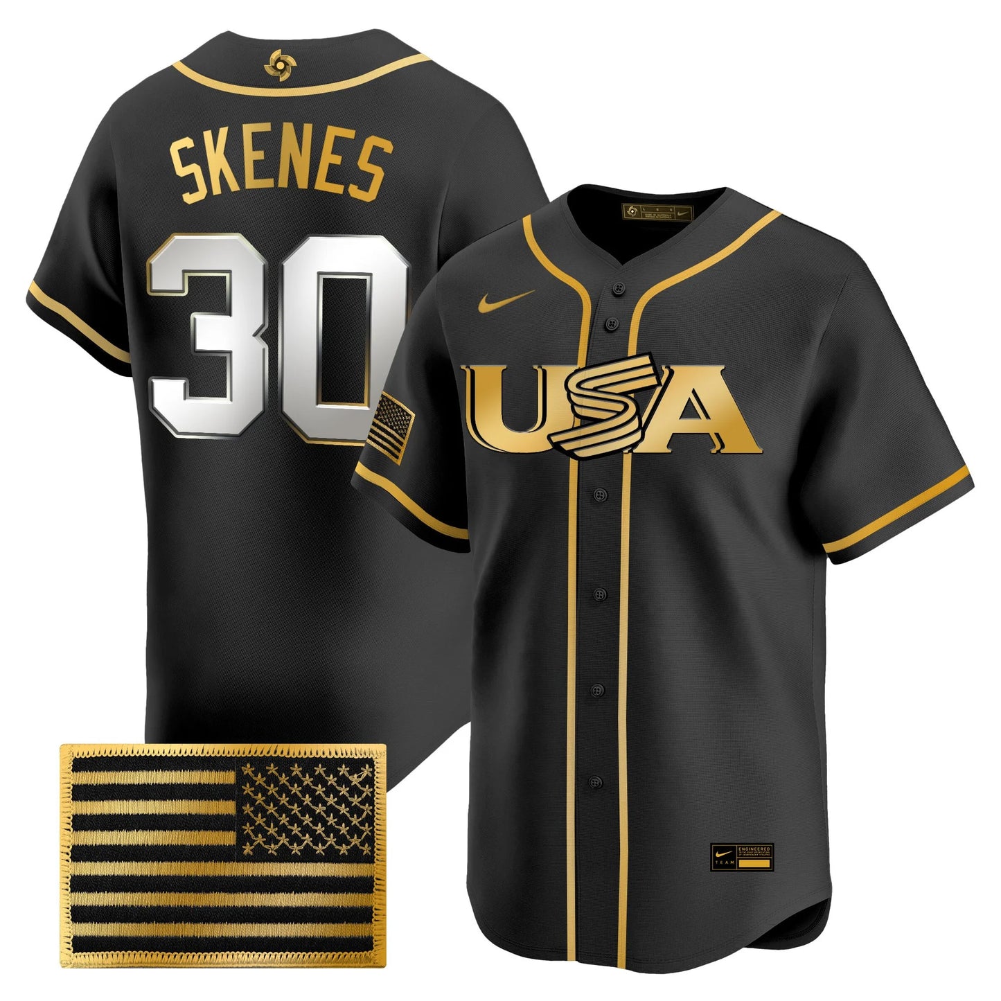 USA Baseball  2026 World Baseball Classic Limited Gold Jersey - All Stitched