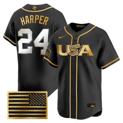 USA Baseball  2026 World Baseball Classic Limited Gold Jersey - All Stitched