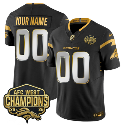 Custom DEN AFC West Champions Patch Gold Vapor Limited Jersey - All Stitched