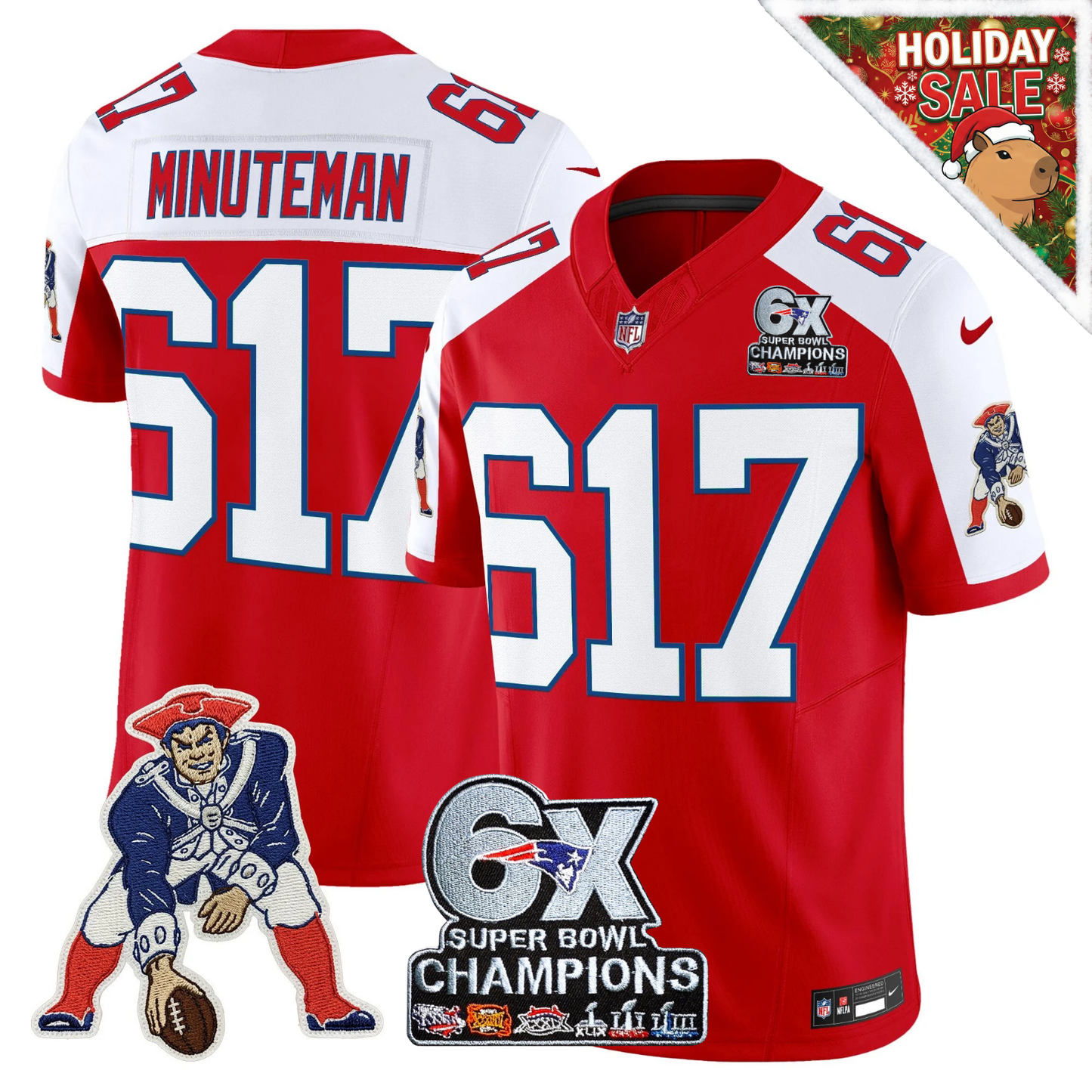 NE 6-Time Champions Patch Vapor Limited Jersey - All Stitched