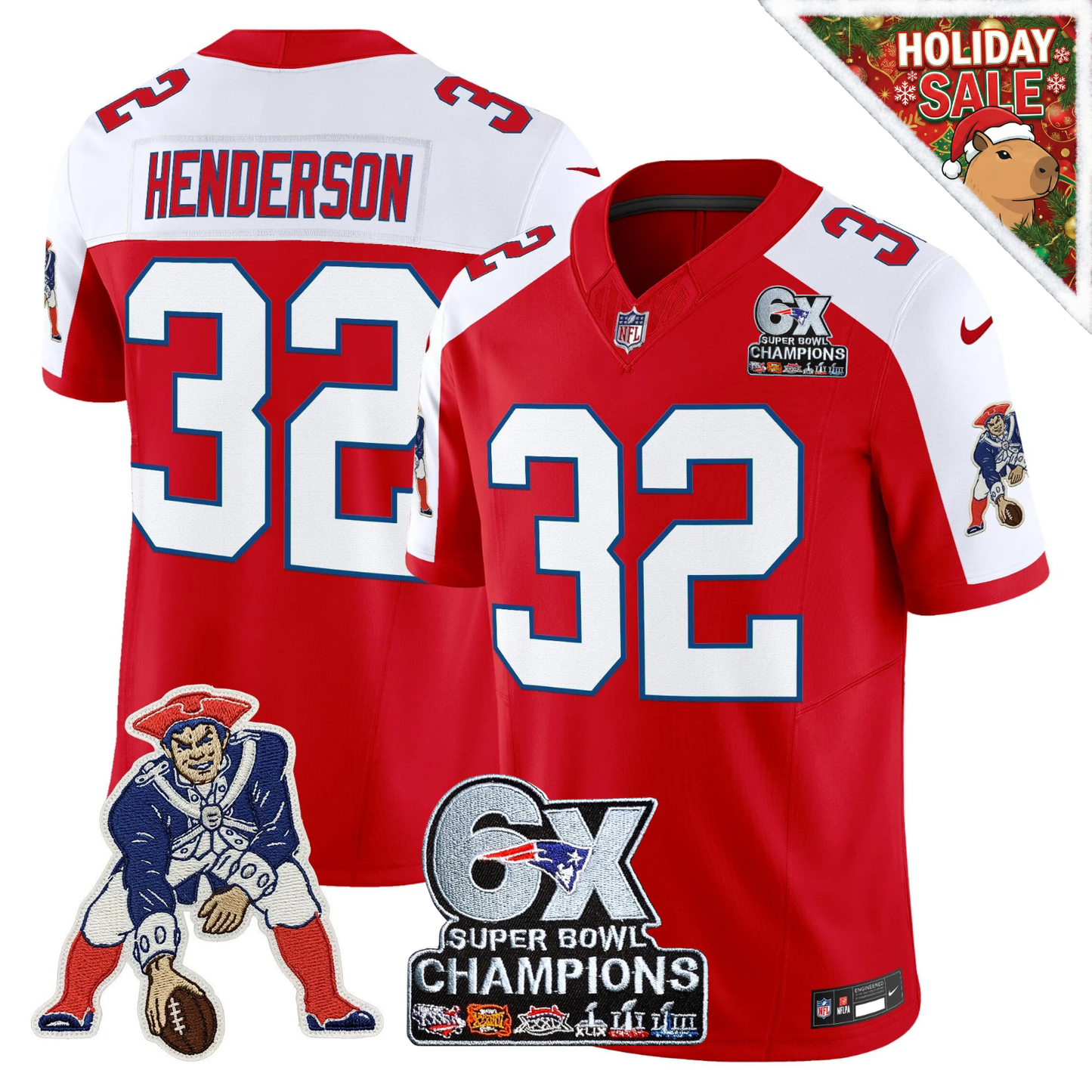 NE 6-Time Champions Patch Vapor Limited Jersey - All Stitched