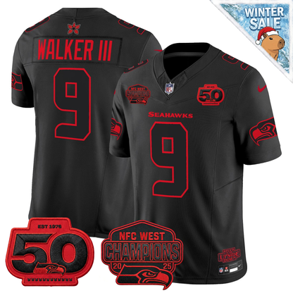 Seattle Seahawks NFC West Champions Patch Stranger Things Edition Vapor Limited Jersey - All Stitched