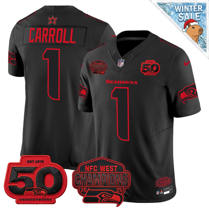 Seattle Seahawks NFC West Champions Patch Stranger Things Edition Vapor Limited Jersey - All Stitched