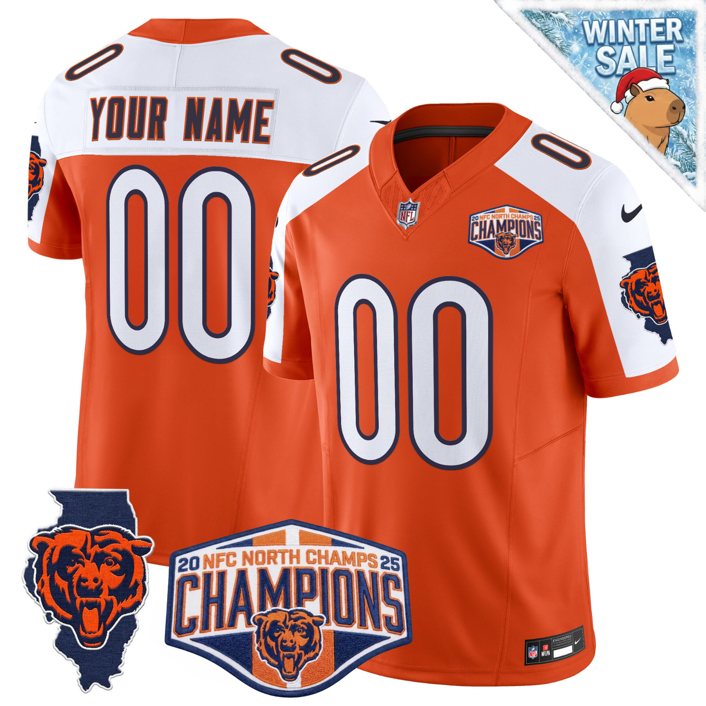 Custom CHI 2025 NFC North Champions Patch Jersey - All Stitched (Copy)