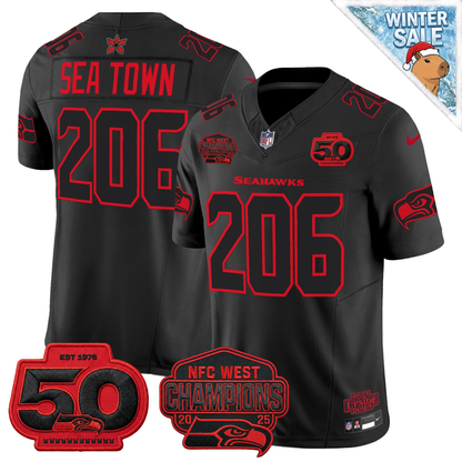 Seattle Seahawks NFC West Champions Patch Stranger Things Edition Vapor Limited Jersey - All Stitched