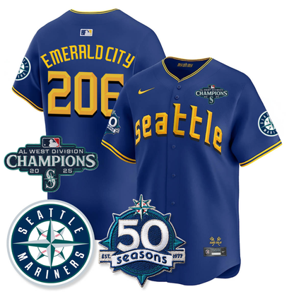 SEA Vapor Premier Limited Jersey - 50th Anniversary & AL West Division Champions - All Stitched City Connect / Emerald