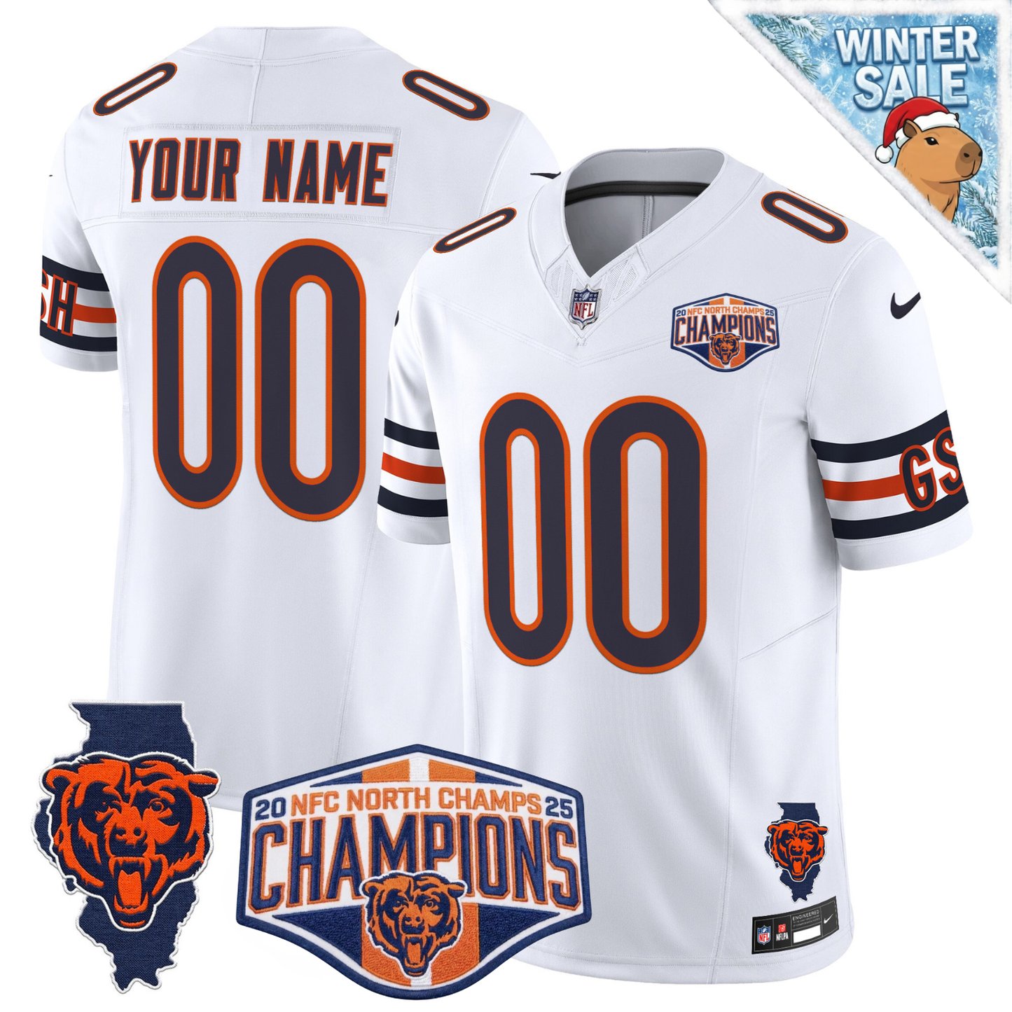 Custom CHI 2025 NFC North Champions Patch Jersey - All Stitched (Copy)