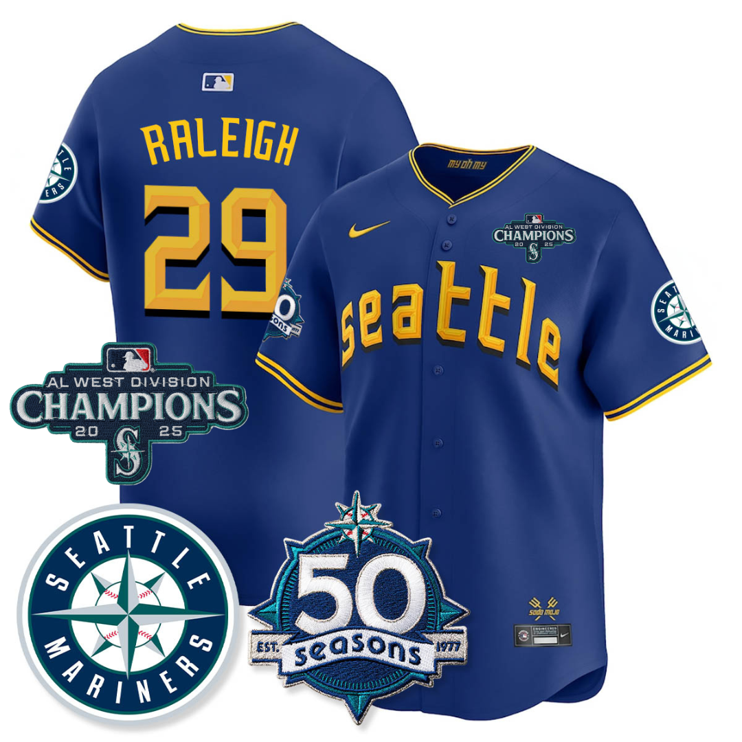 SEA Vapor Premier Limited Jersey - 50th Anniversary & AL West Division Champions - All Stitched City Connect / Cal