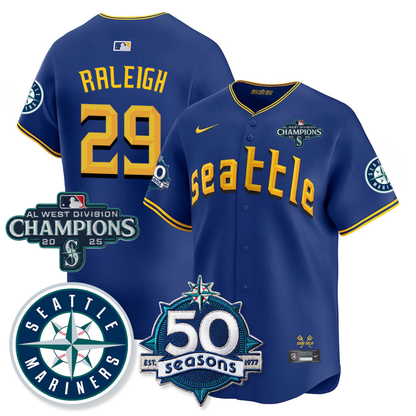 SEA Vapor Premier Limited Jersey - 50th Anniversary & AL West Division Champions - All Stitched City Connect / Cal