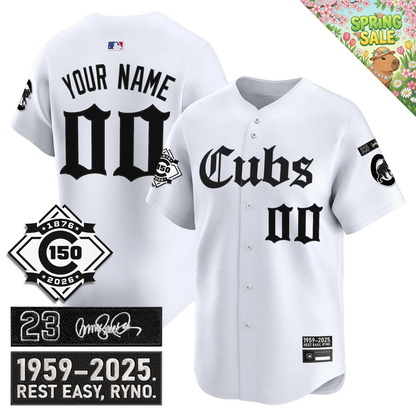 CUSTOM CHC 'Ryne Sandberg Tribute' & 150th anniversary patch Limited Gothic Jersey - All Stitched