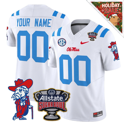 Custom Ole Miss Rebels 2025 Sugar Bowl Patch Vapor Limited Jersey - All Stitched