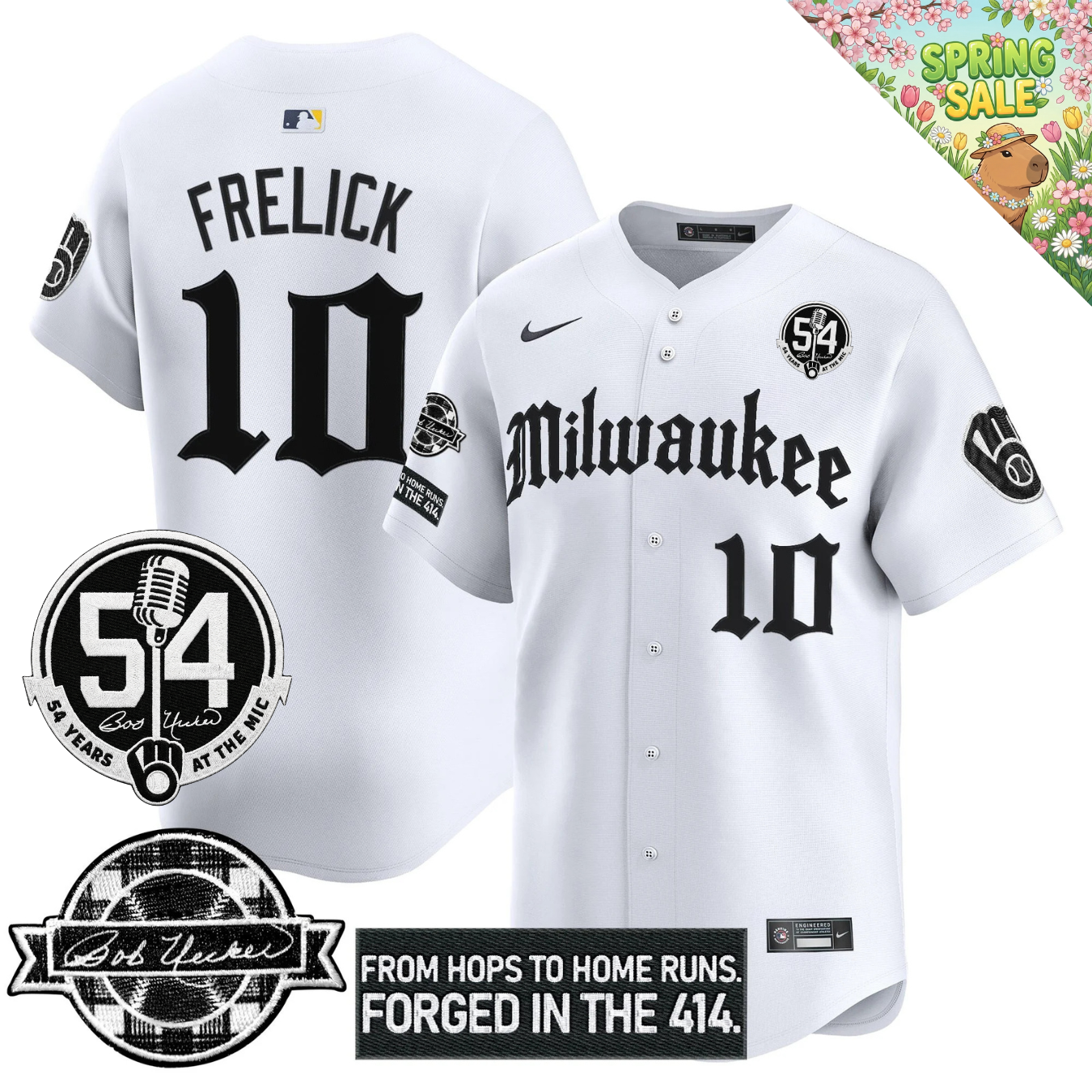 MIL Bob Uecker "54 Years At The Mic" Patch Limited Gothic Jersey - All Stitched