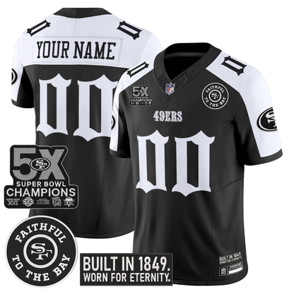 Custom SF ‘Fog City Gothic Edition’ 5x Champions Patch Vapor Limited Jersey – All Stitched (Copy) Alternate