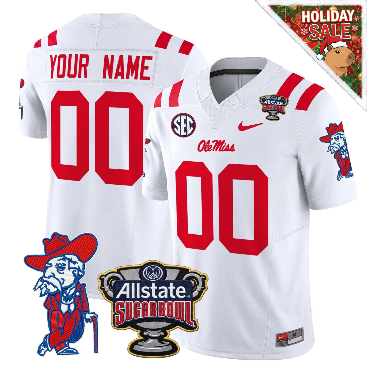 Custom Ole Miss Rebels 2025 Sugar Bowl Patch Vapor Limited Jersey - All Stitched