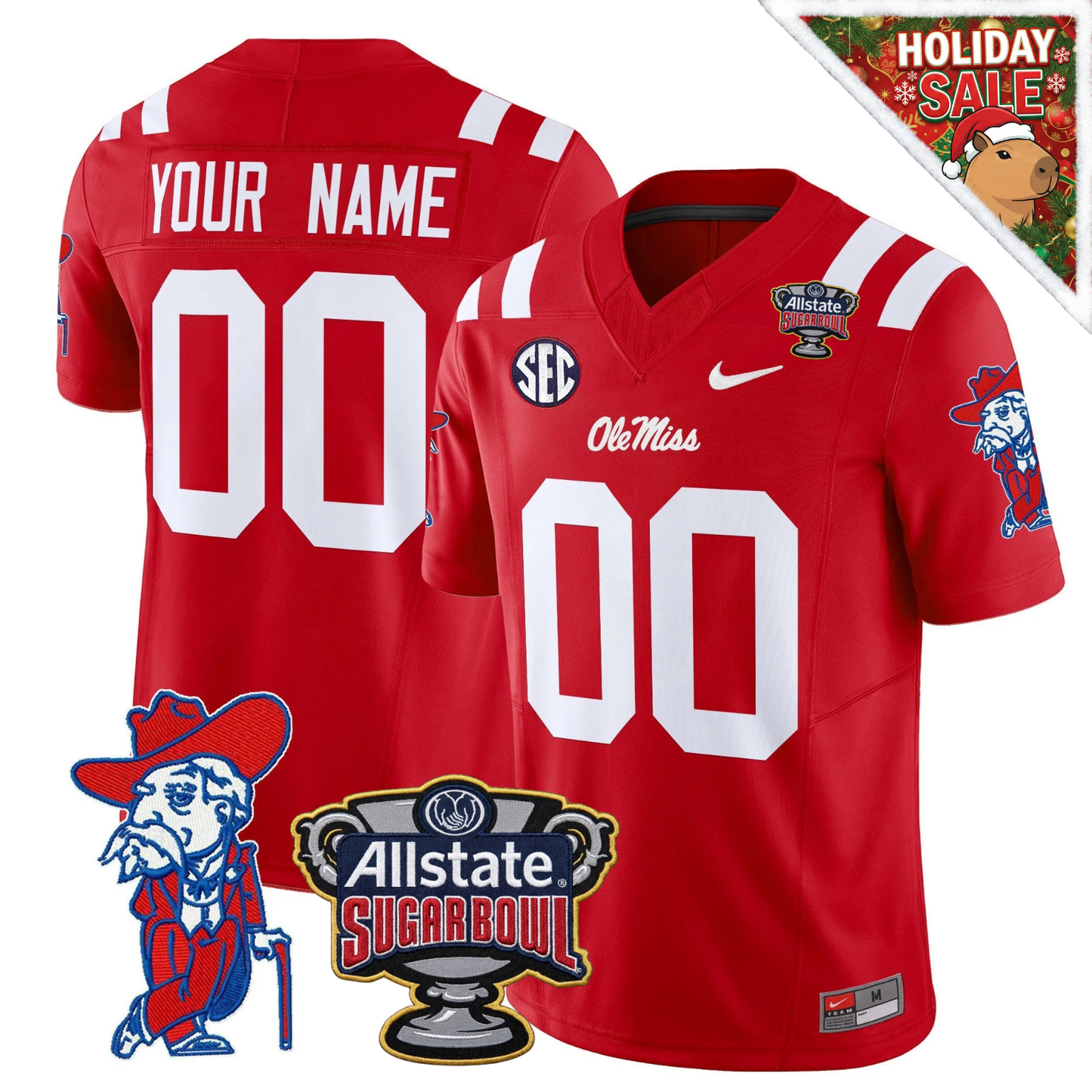 Custom Ole Miss Rebels 2025 Sugar Bowl Patch Vapor Limited Jersey - All Stitched