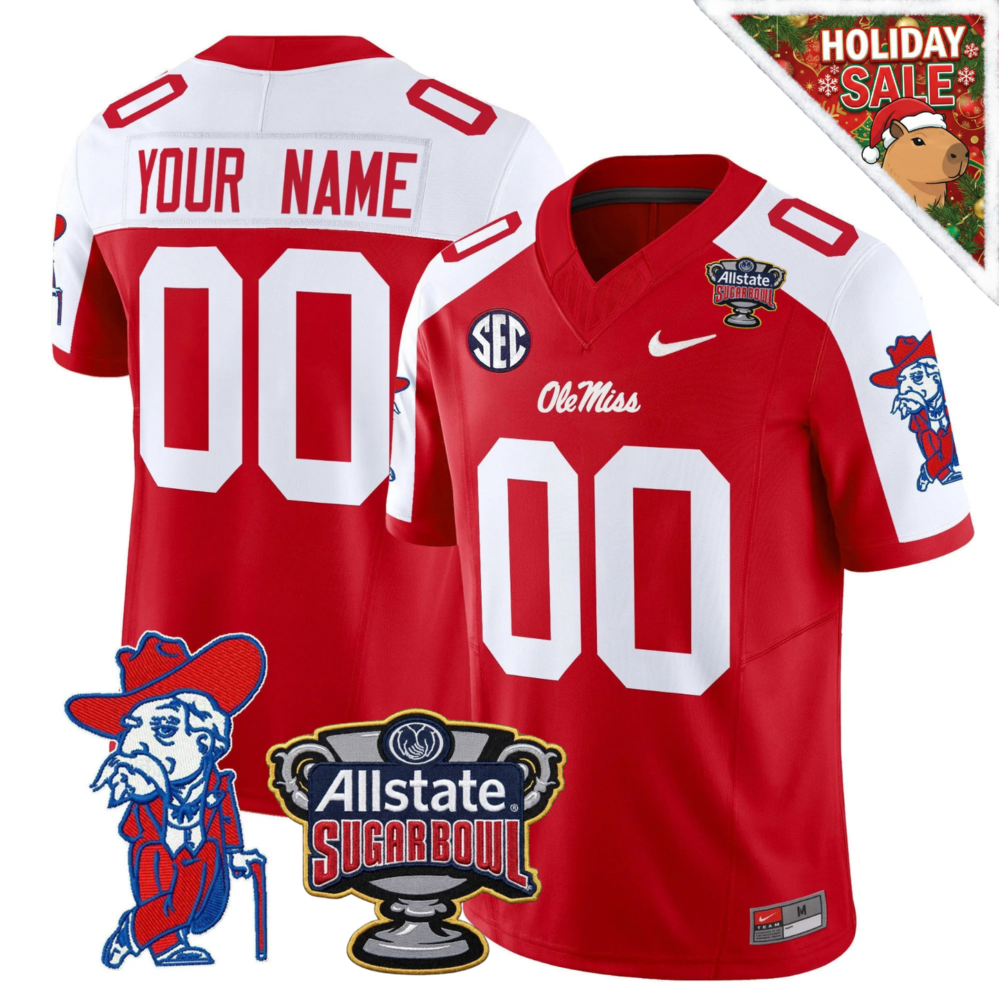 Custom Ole Miss Rebels 2025 Sugar Bowl Patch Vapor Limited Jersey - All Stitched