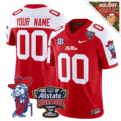 Custom Ole Miss Rebels 2025 Sugar Bowl Patch Vapor Limited Jersey - All Stitched