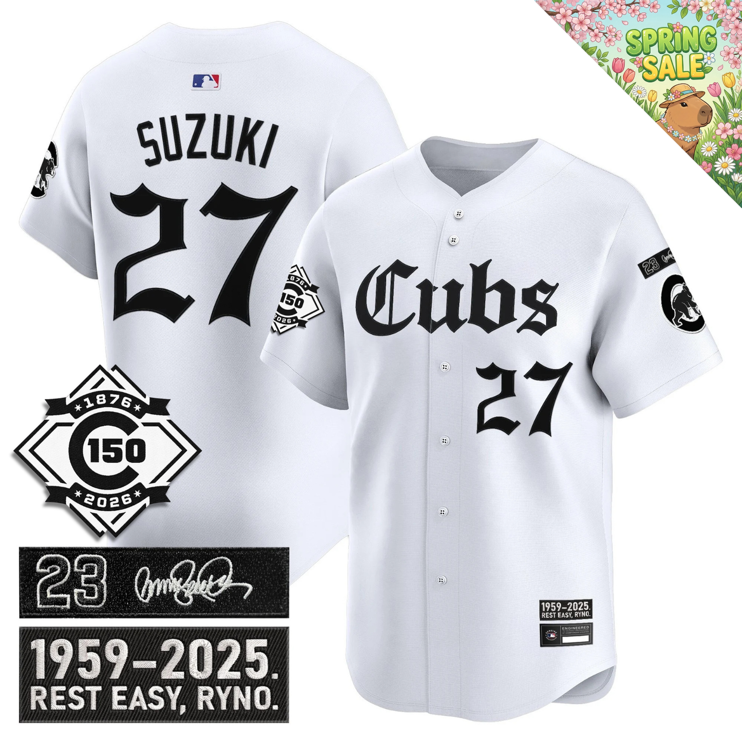 CHC 'Ryne Sandberg Tribute' & 150th anniversary patch Limited Gothic Jersey - All Stitched
