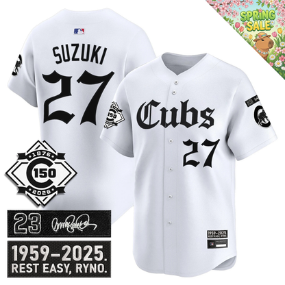 CHC 'Ryne Sandberg Tribute' & 150th anniversary patch Limited Gothic Jersey - All Stitched