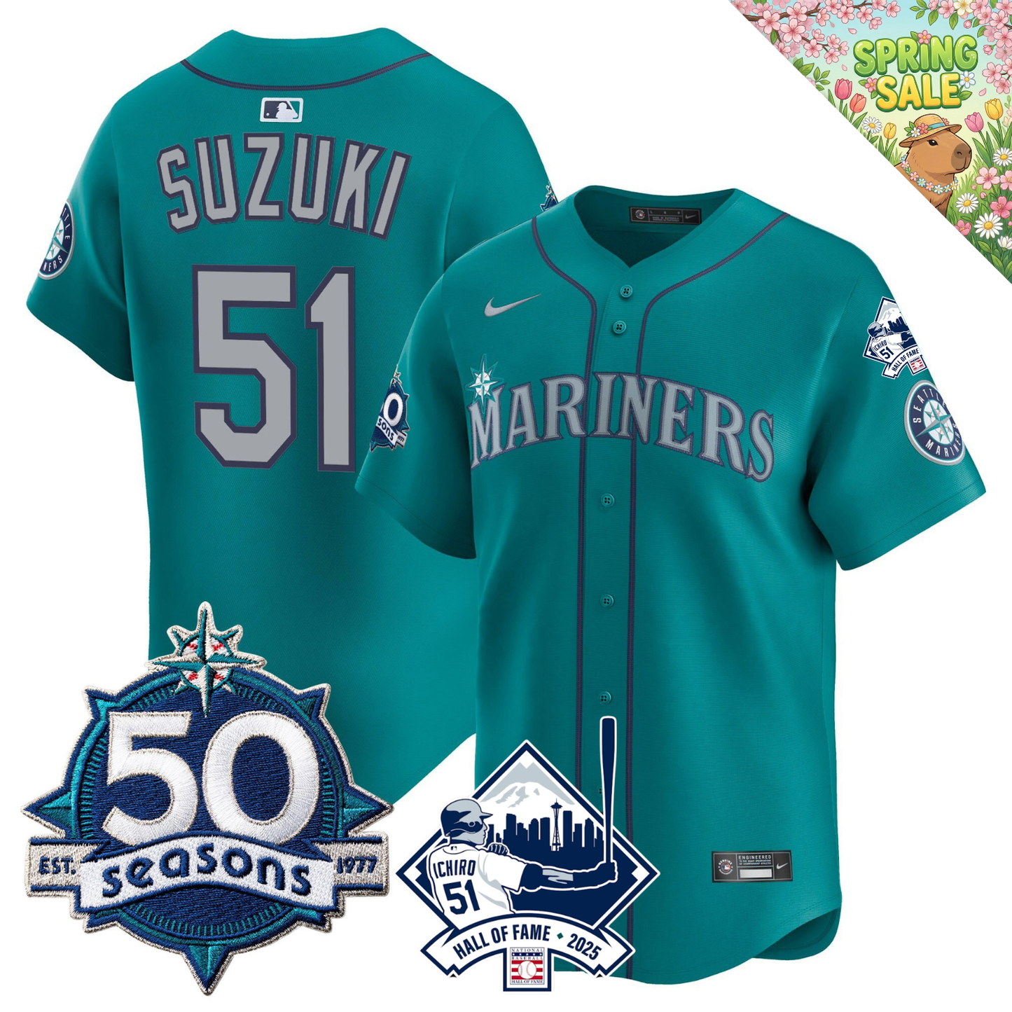 SEA 50 Seasons & Ichiro Number Retirement Patch Limited Jersey - All Stitched