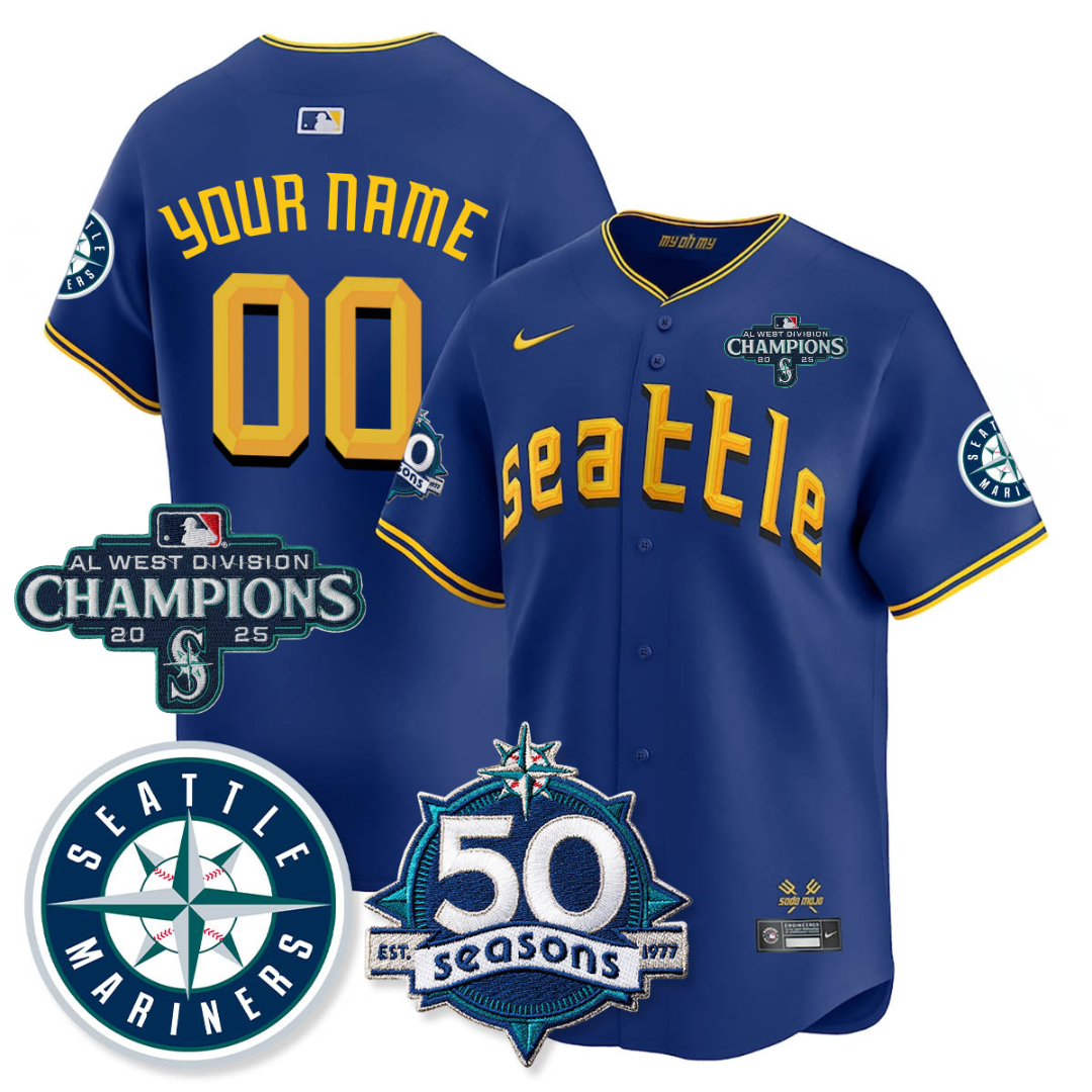 Custom SEA Vapor Premier Limited Jersey - 50th Anniversary & AL West Division Champions - All Stitched (Copy)