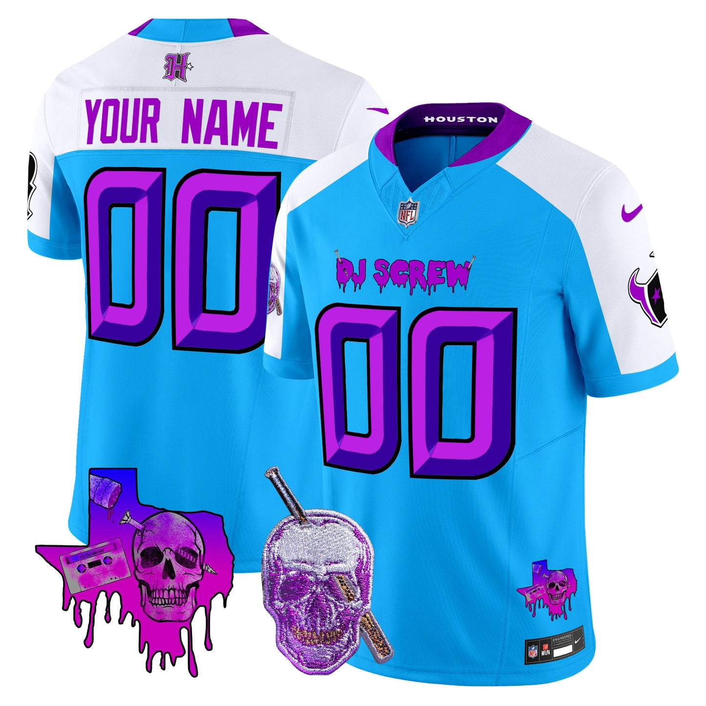 Houston Texans DJ Screw Vapor Limited Custom Jersey - All Stitched