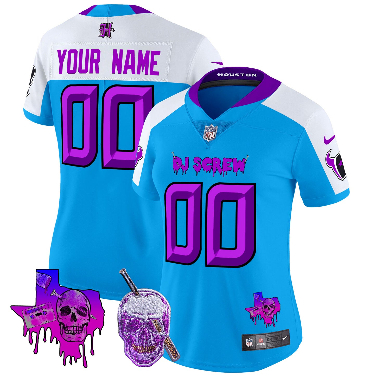 Houston Texans DJ Screw Vapor Limited Custom Jersey - All Stitched