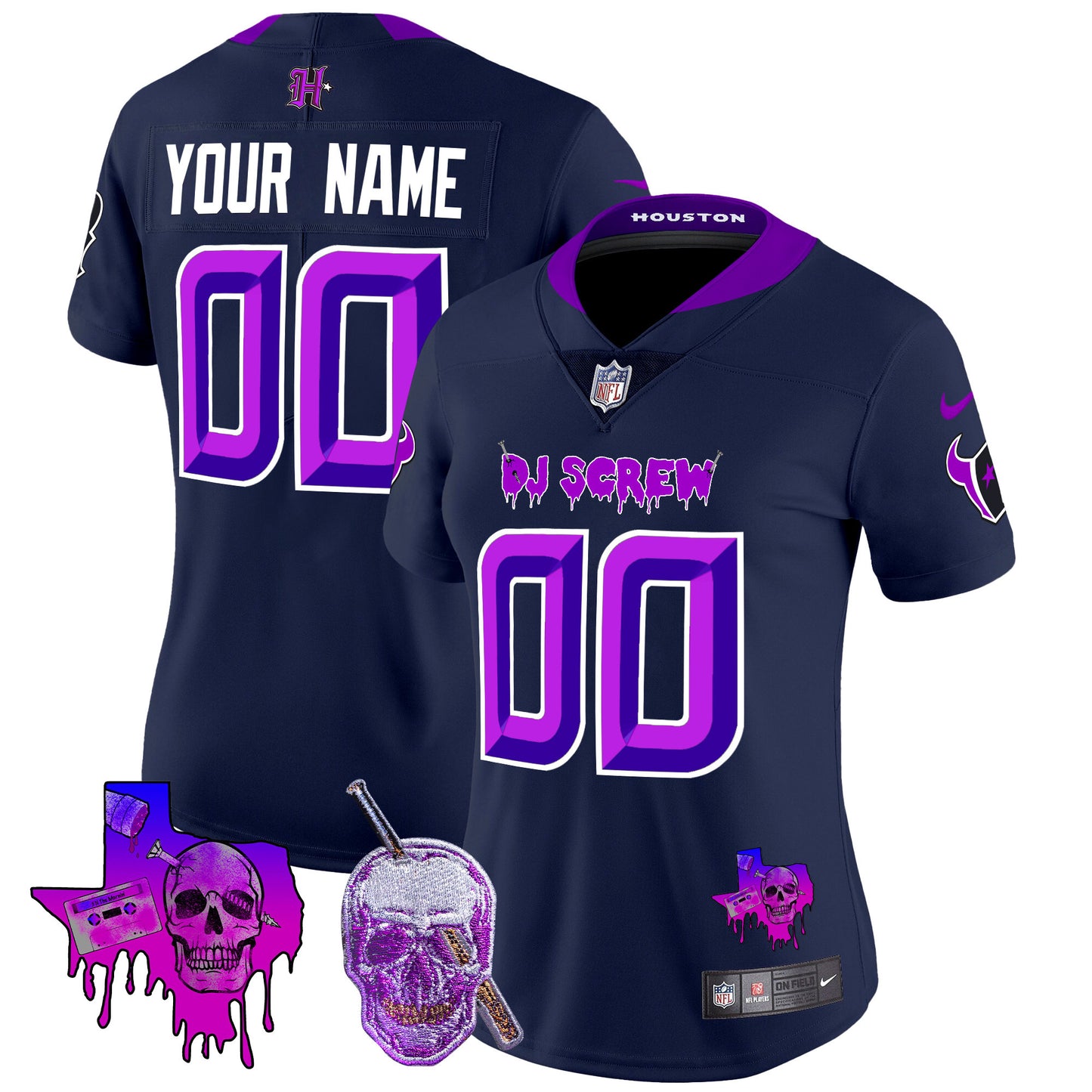 Houston Texans DJ Screw Vapor Limited Custom Jersey - All Stitched