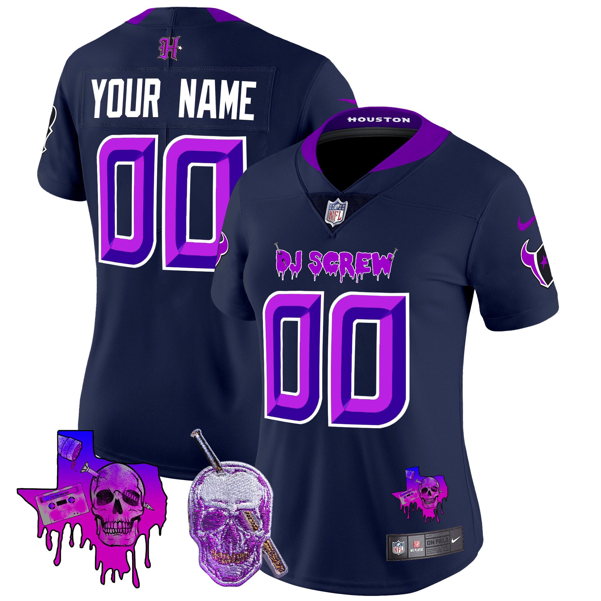 Houston Texans DJ Screw Vapor Limited Custom Jersey - All Stitched