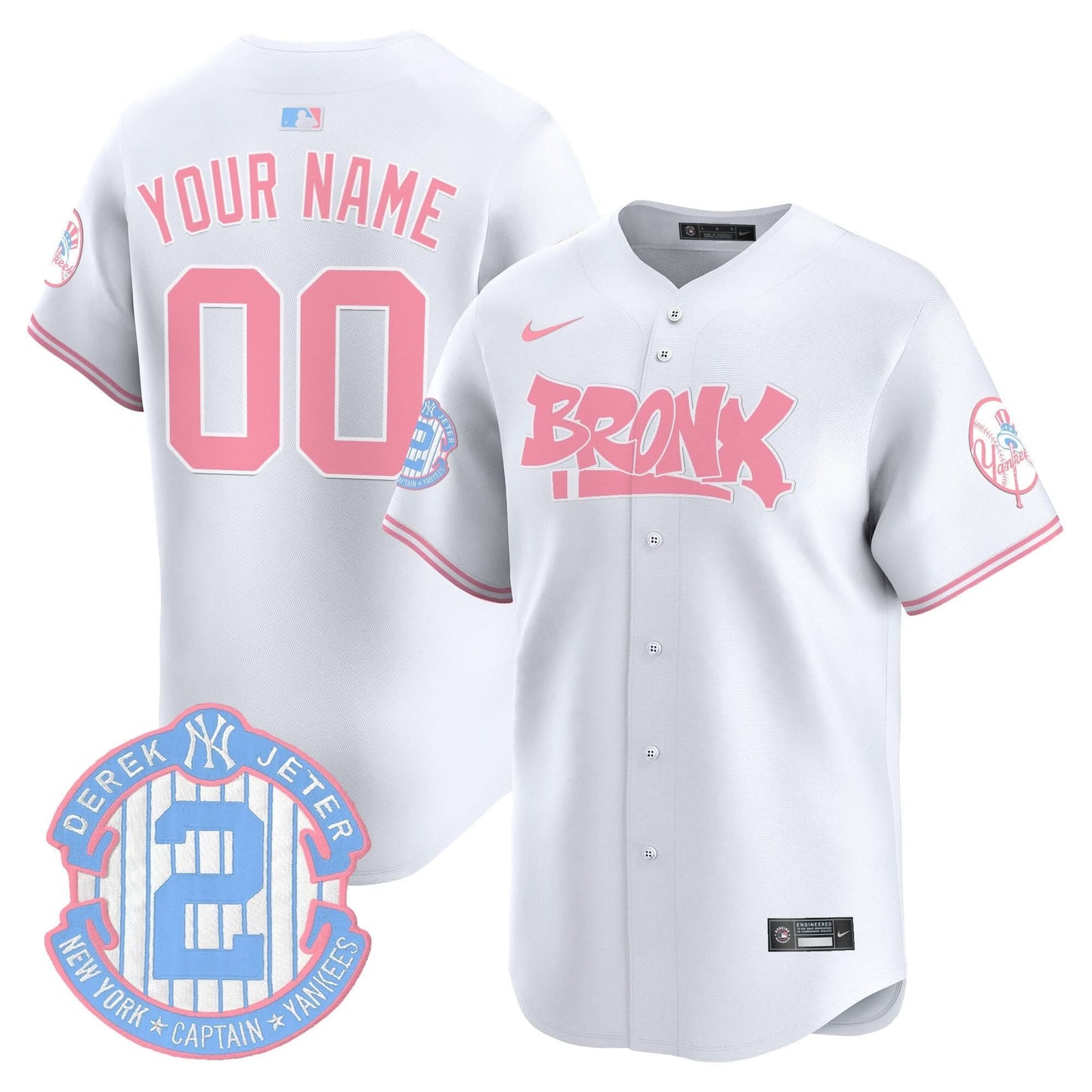 NYY The Bronx Graffiti Bubblegum Pink Vapor Premier Limited Custom Jersey - All Stitched