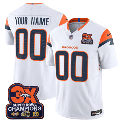 DEN 3-Time Champions Patch Vapor Limited Custom Jersey - All Stitched