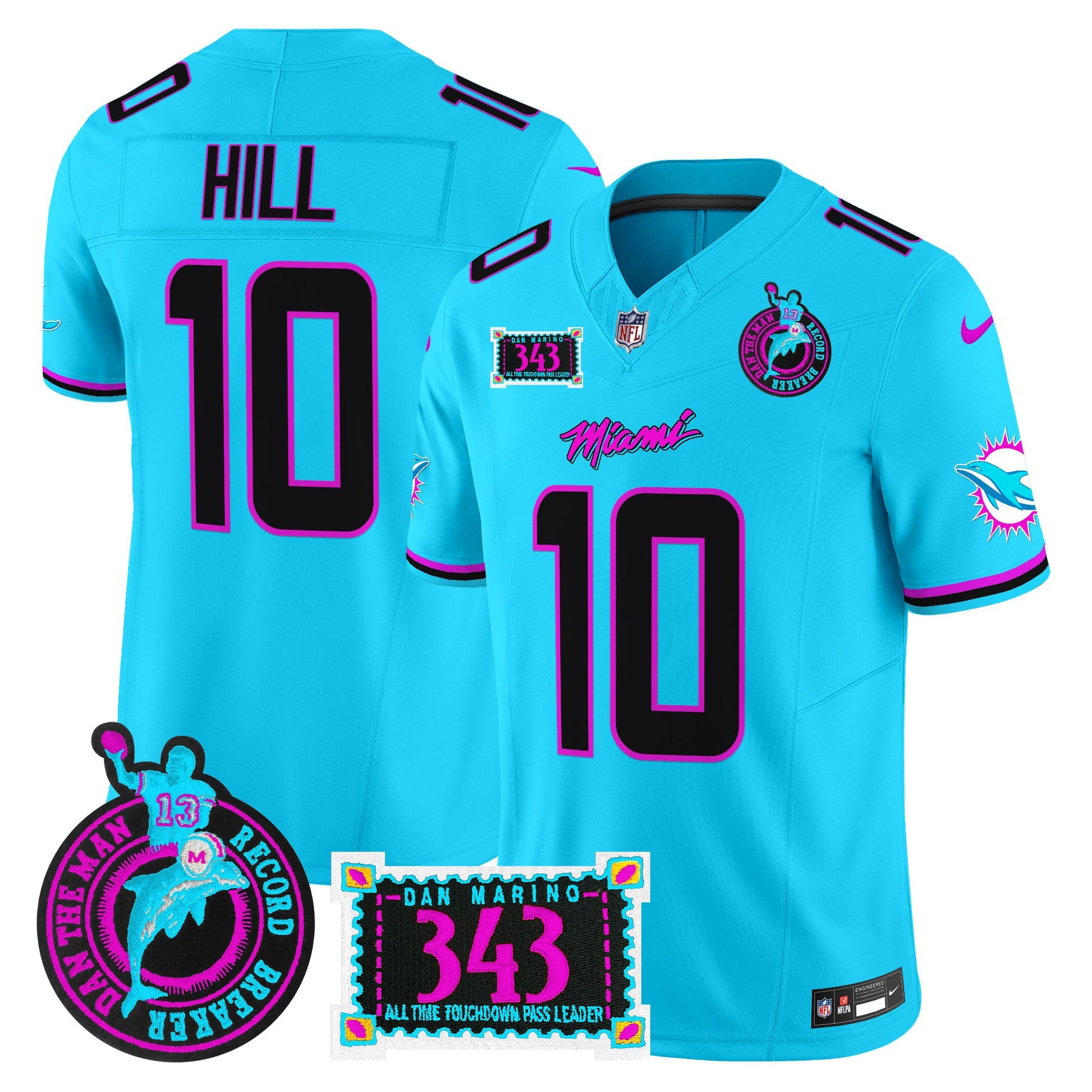 Men's Dolphins "Dan the Man Record Breaker" Patch Vapor Limited Jersey - All Stitched