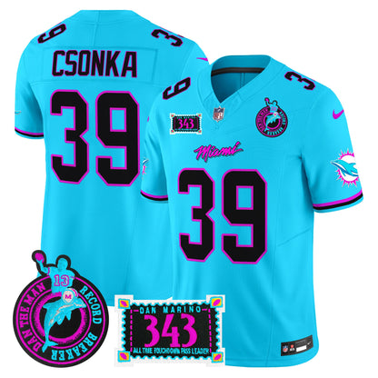 Men's Dolphins "Dan the Man Record Breaker" Patch Vapor Limited Jersey - All Stitched
