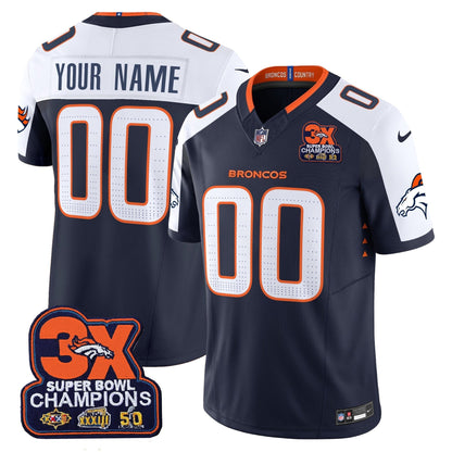 DEN 3-Time Champions Patch Vapor Limited Custom Jersey - All Stitched