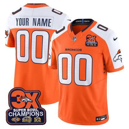 DEN 3-Time Champions Patch Vapor Limited Custom Jersey - All Stitched