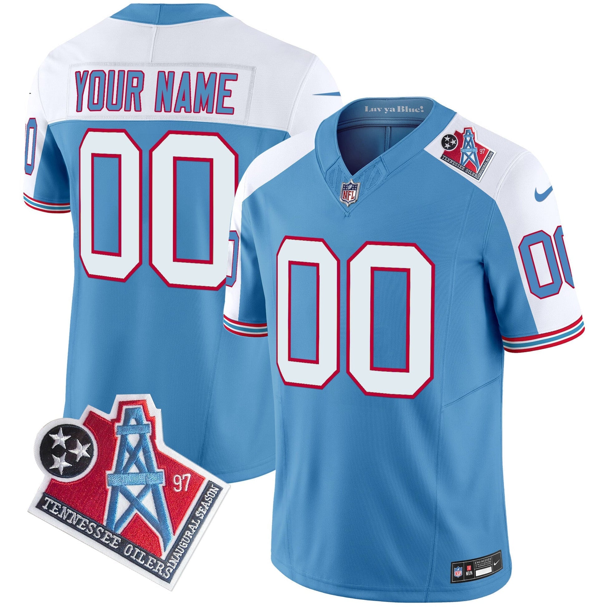 Titans 1997 Throwback Vapor Limited Custom Jersey - All Stitched