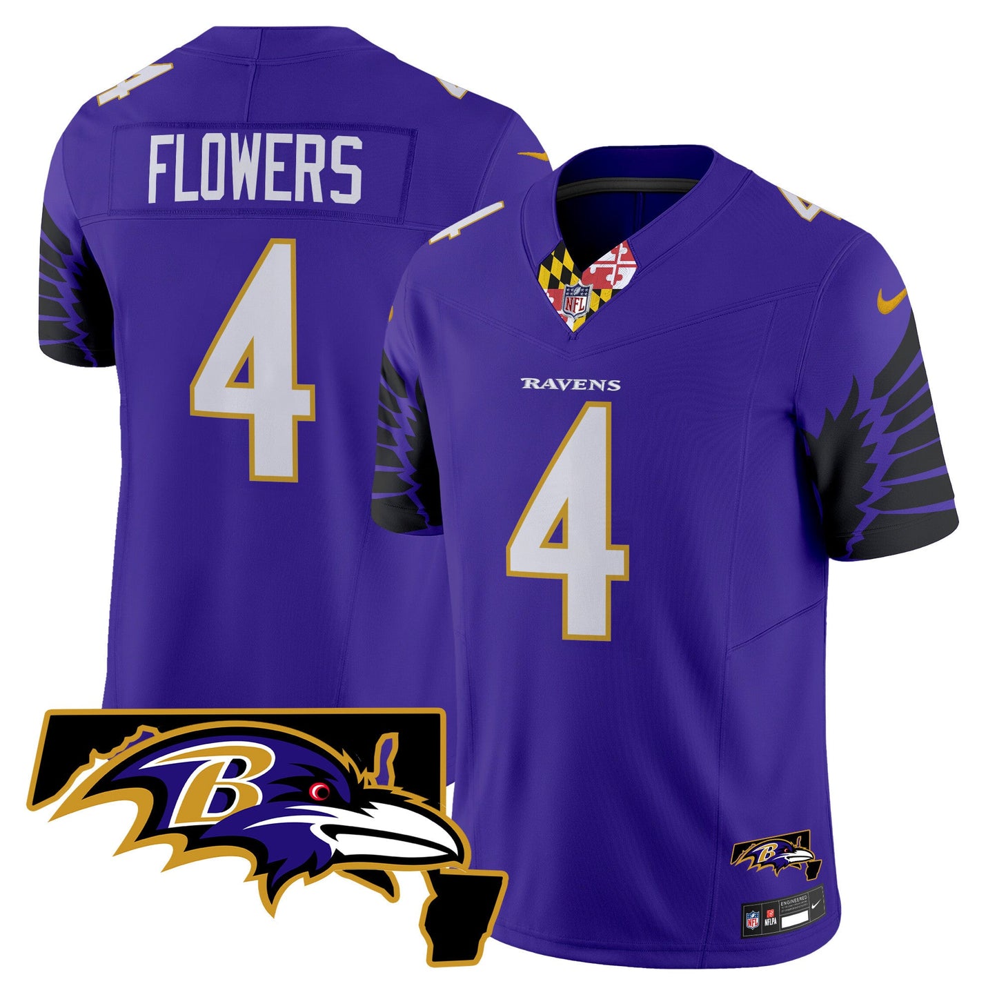 Men's Ravens Maryland Patch Vapor Limited Jersey V2 - All Stitched