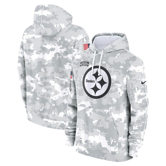 Pittsburgh Steelers 2024 Salute to Service Pullover Hoodie - Arctic Camo - All Stitched