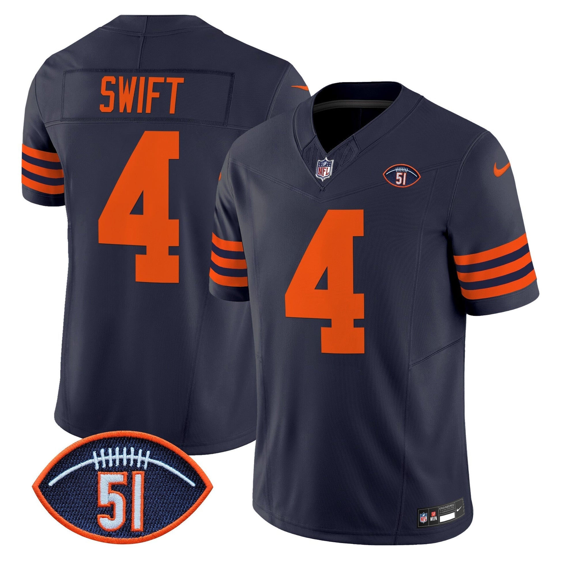 CHI Dick Butkus Patch Throwback Vapor Limited Jersey - All Stitched