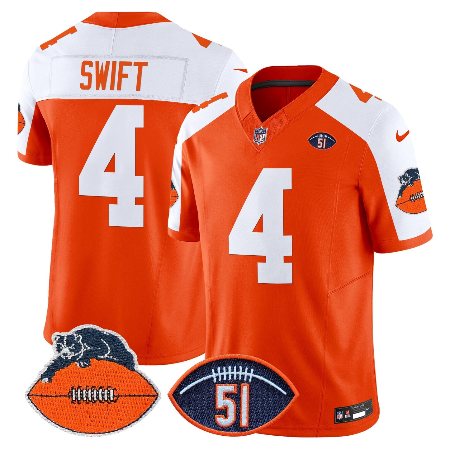 CHI Dick Butkus Patch Throwback Vapor Limited Jersey - All Stitched