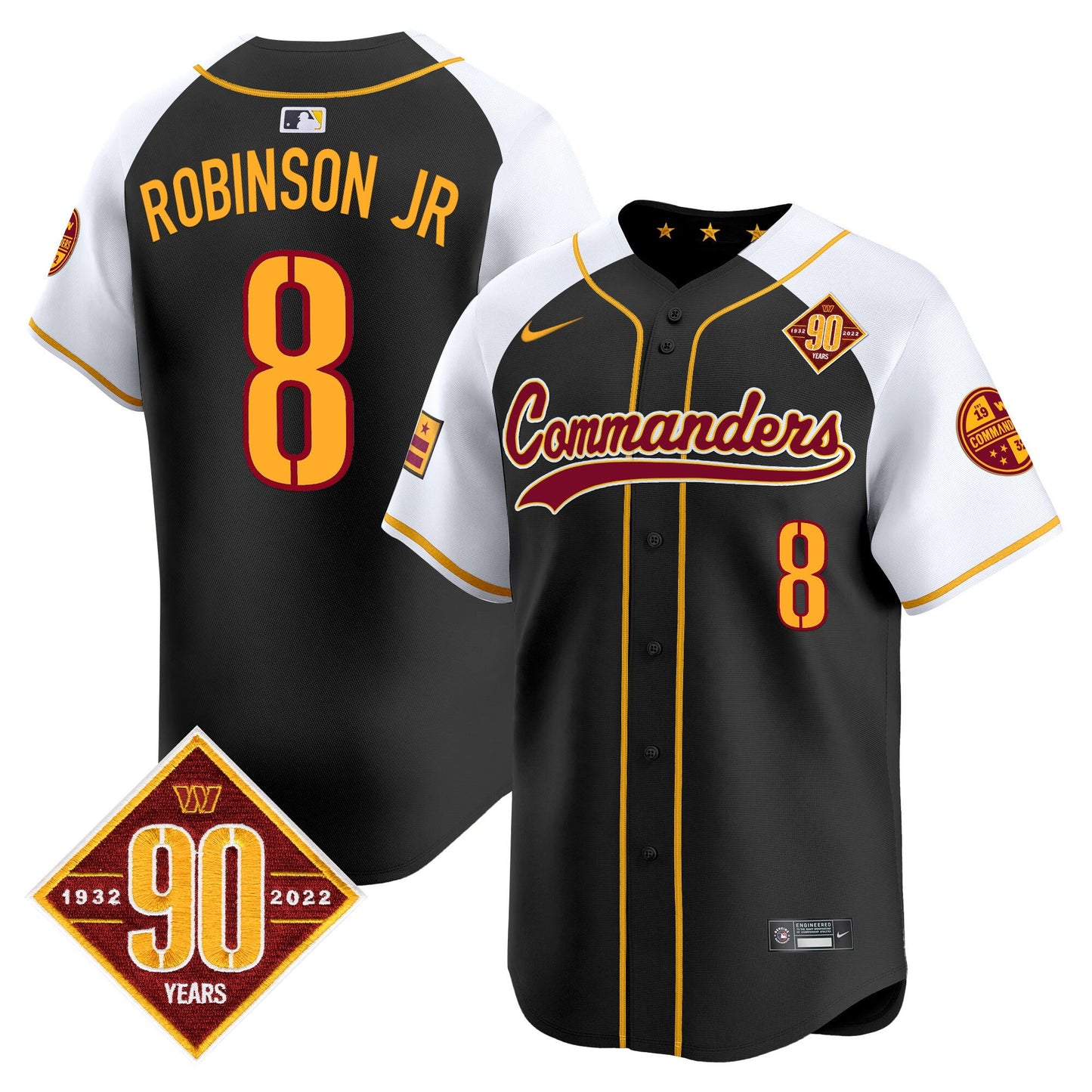 Men's Washington Commanders 90th Anniversary Patch Vapor Premier Limited Jersey - All Stitched
