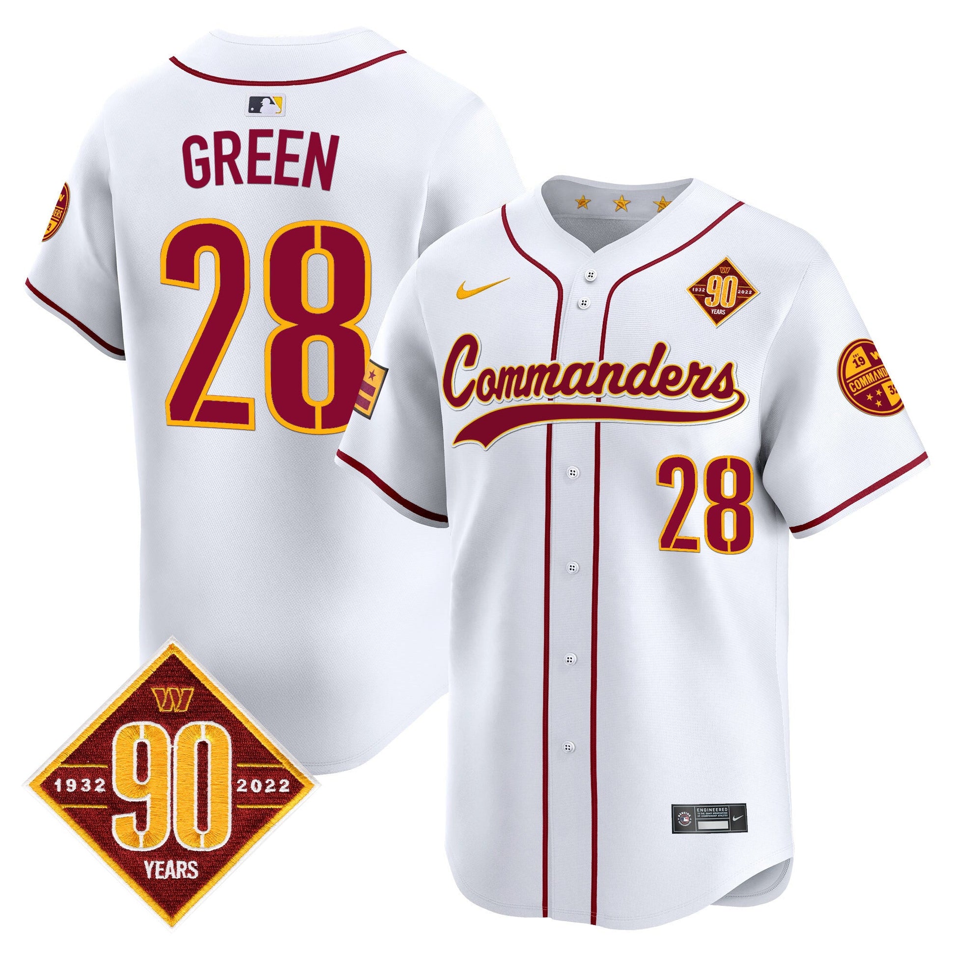 Men's Washington Commanders 90th Anniversary Patch Vapor Premier Limited Jersey - All Stitched