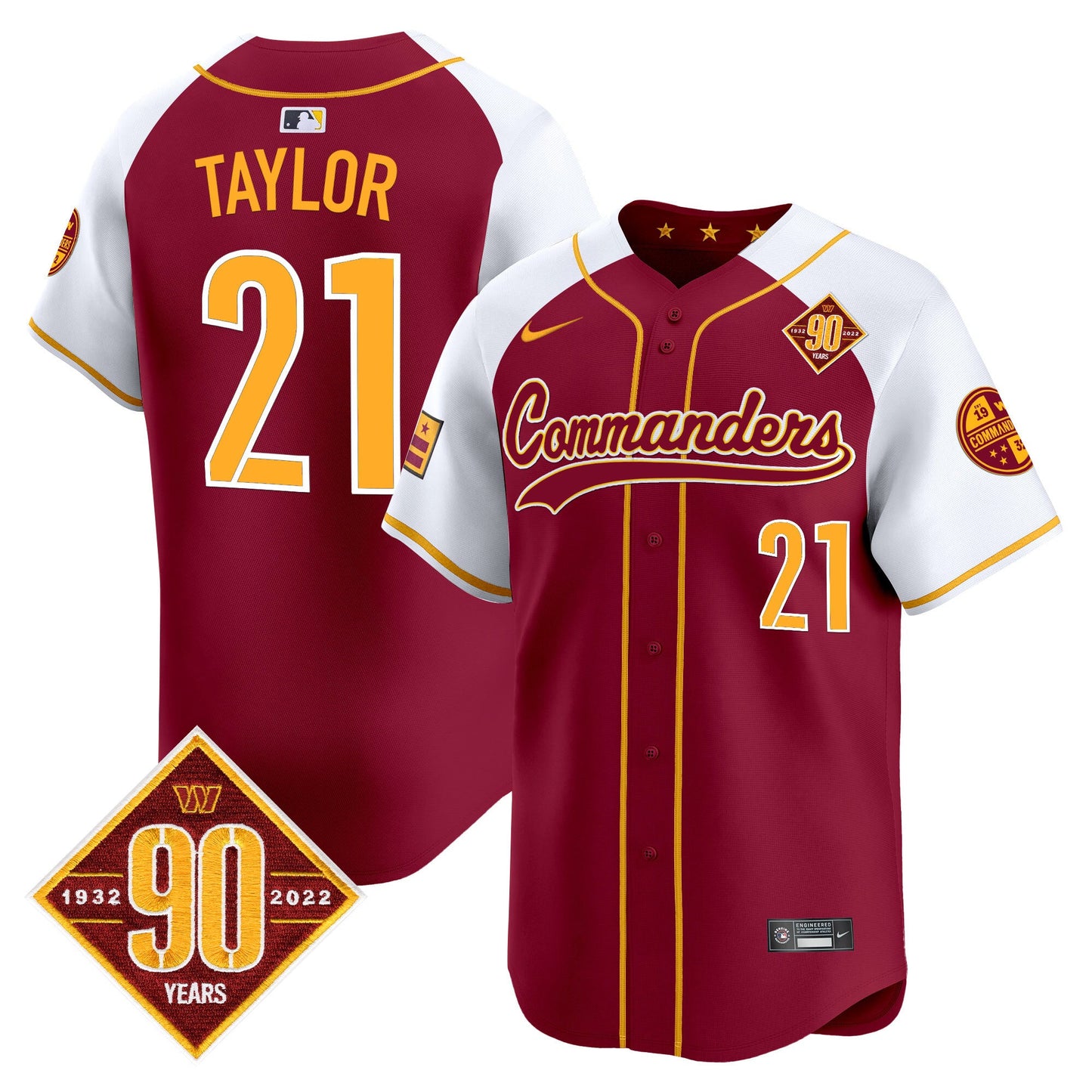 Men's Washington Commanders 90th Anniversary Patch Vapor Premier Limited Jersey - All Stitched