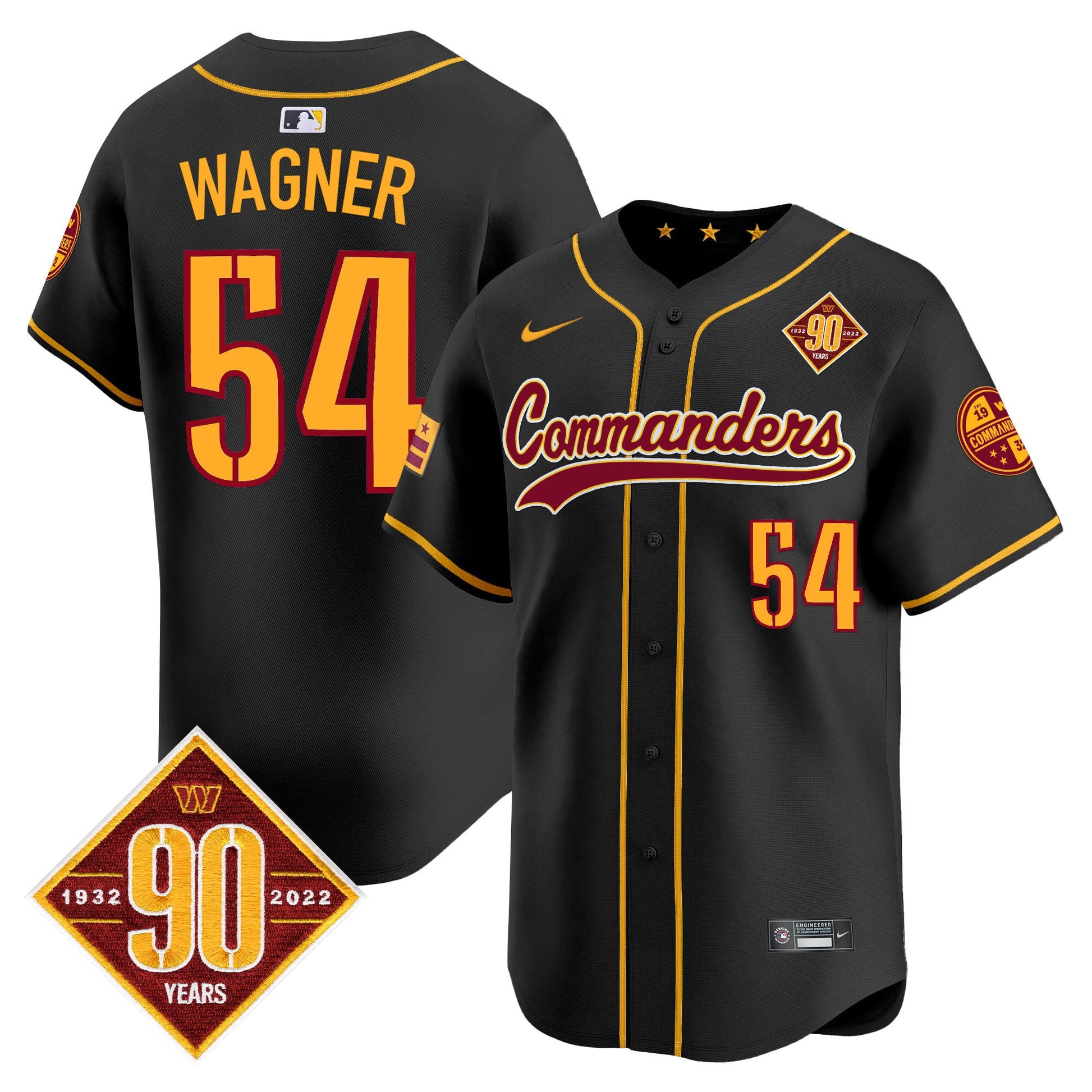 Men's Washington Commanders 90th Anniversary Patch Vapor Premier Limited Jersey - All Stitched