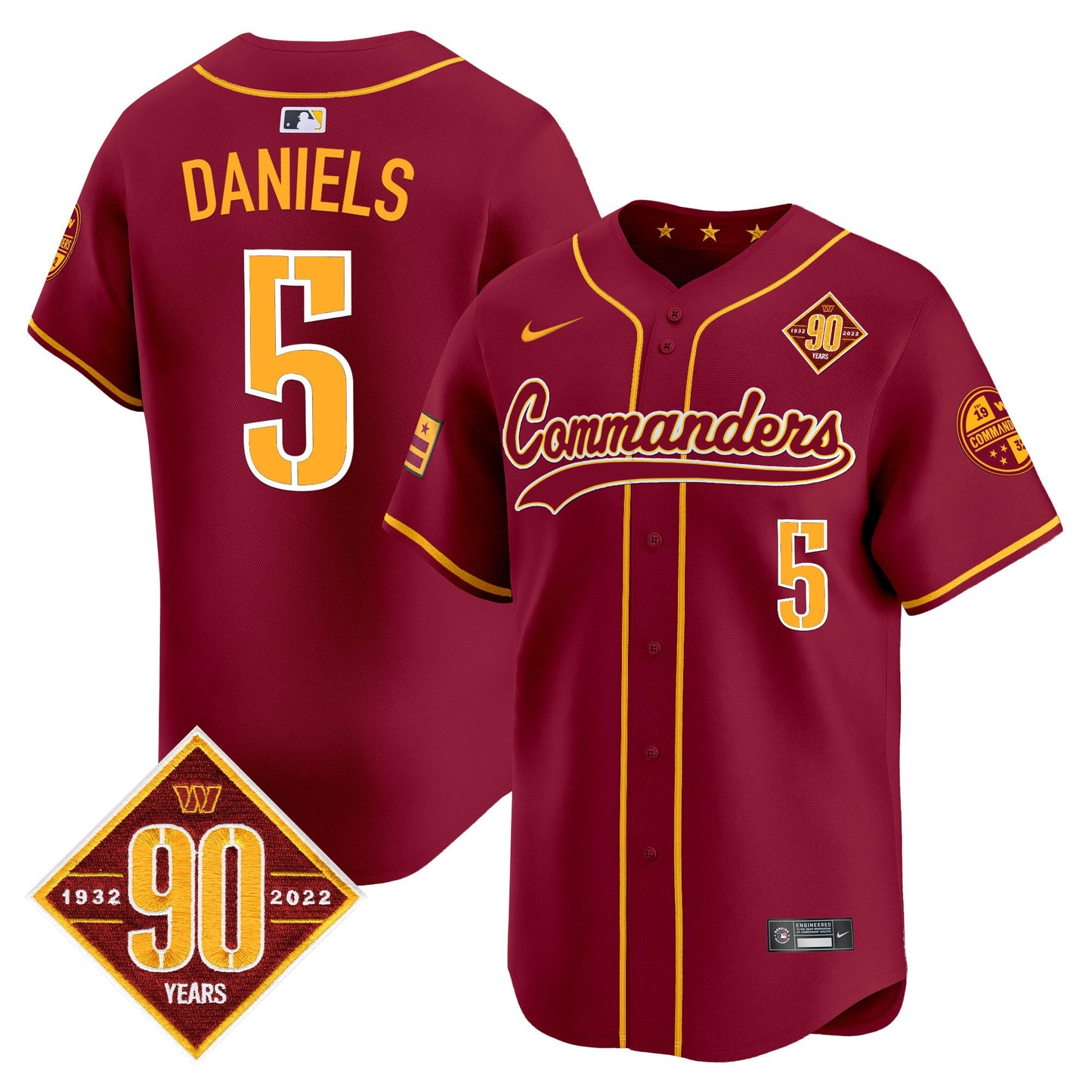 Men's Washington Commanders 90th Anniversary Patch Vapor Premier Limited Jersey - All Stitched